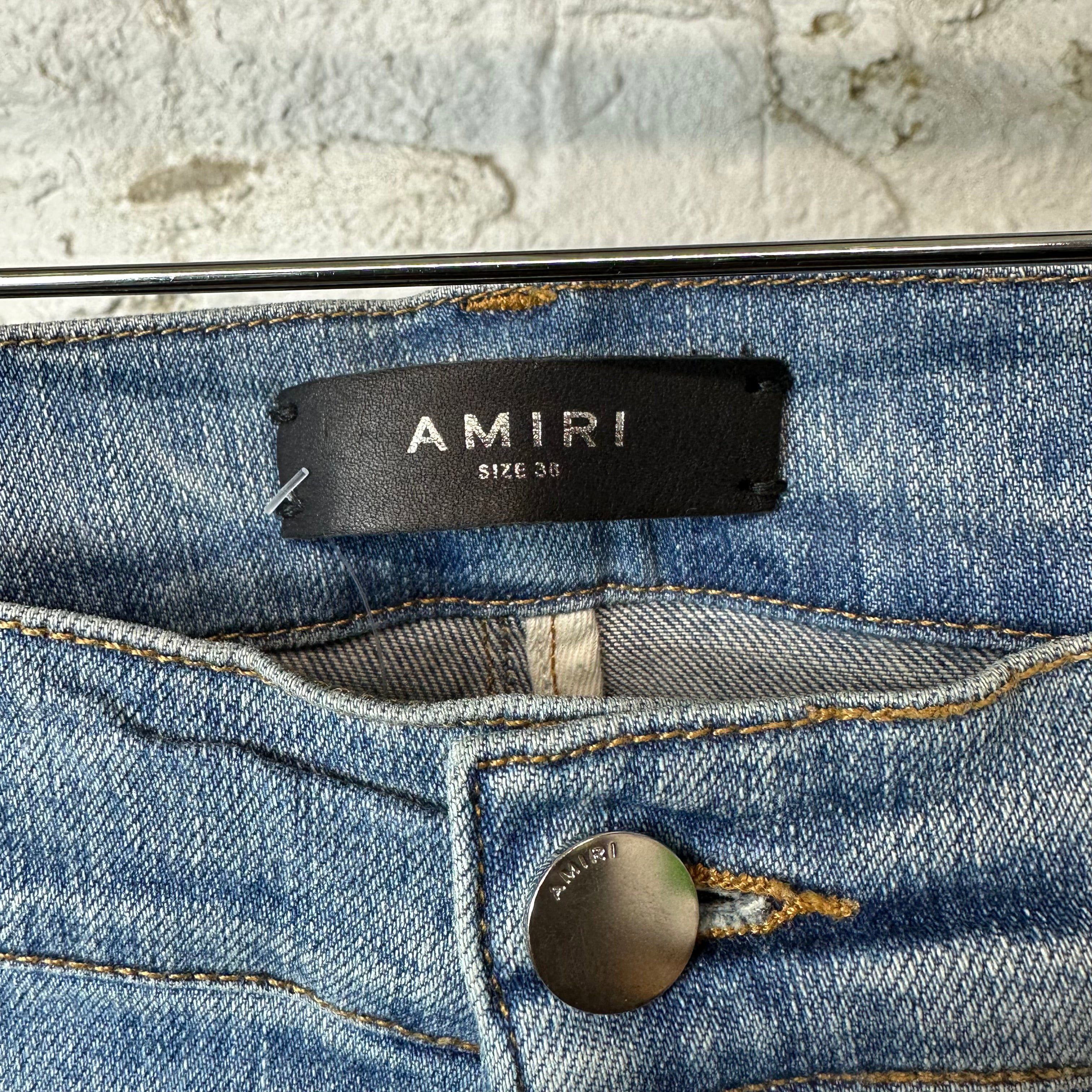 Amiri Amiri Quilted Patches Blue Denim Jeans Sz 38 Size US 38 / EU 54 - 3 Thumbnail