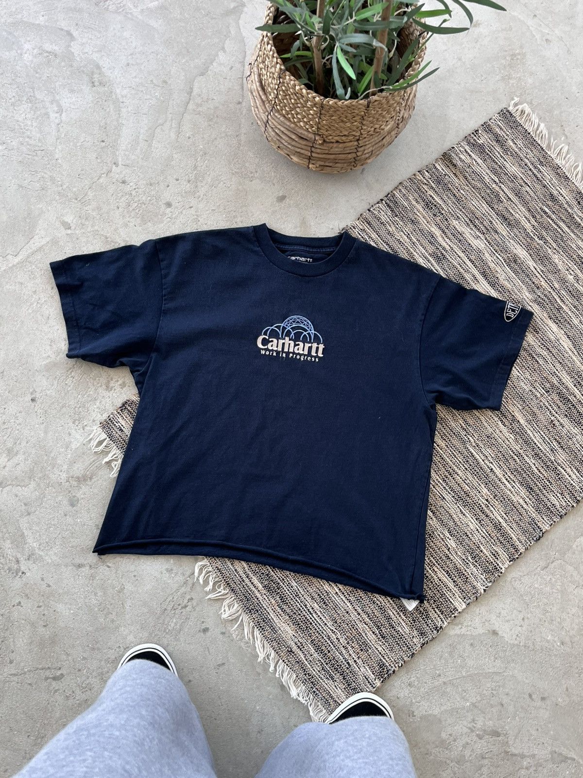 Carhartt Vintage Carhartt Cropped TShirt Navy Y2K Workwear Avantgarde Size M / US 6-8 / IT 42-44 - 1 Thumbnail