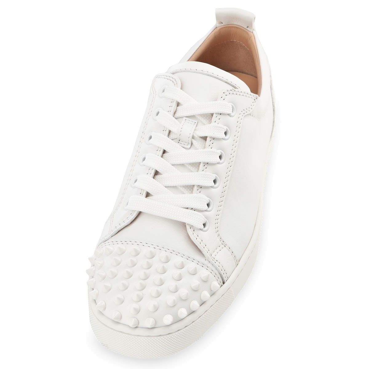 Christian Louboutin oc11z0425 Louis Junior Spikes Flat in White Size US 12 / EU 45 - 4 Thumbnail