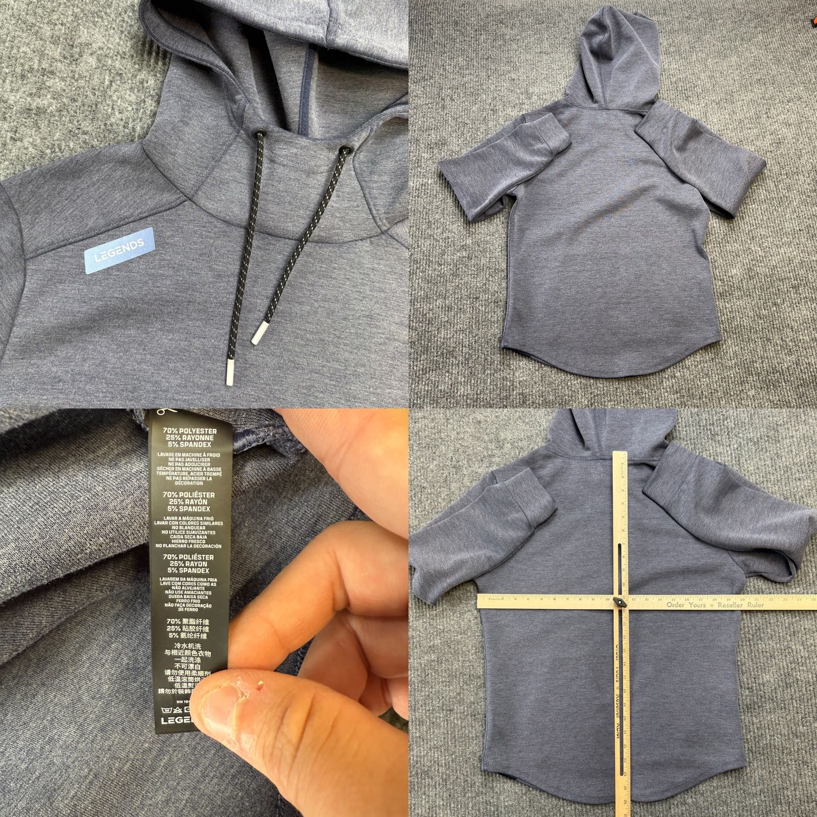Vintage LEGENDS Hawthorne Tech Hoodie Mens S Light Blue Performance Sweatshirt Gym & Training Hooded Pockets Stretch Mock Neck Solid Blue Size US S / EU 44-46 / 1 - 8 Thumbnail