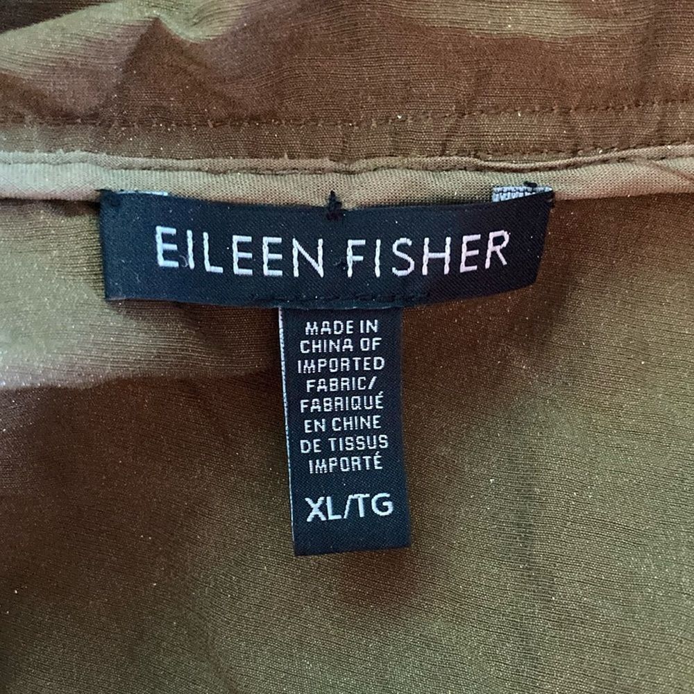Eileen Fisher Size XL Hooded Lightweight Jacket Olive Organi