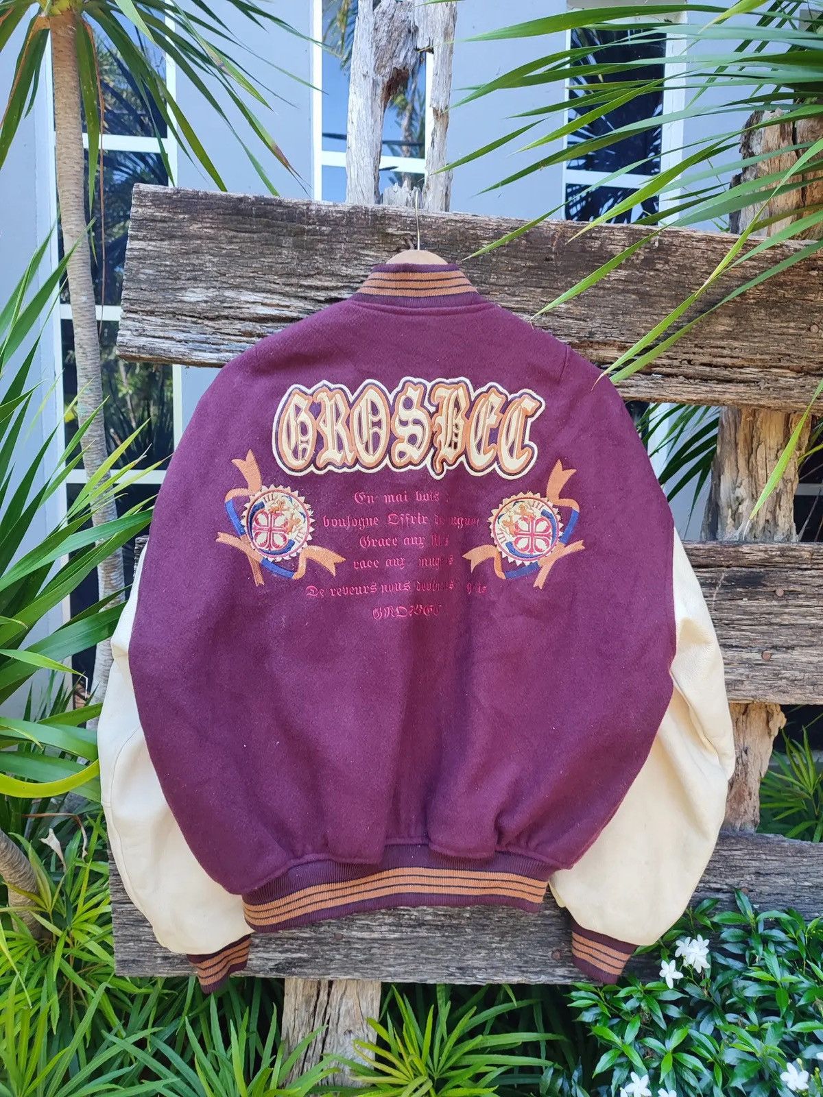 Vintage 90s Grosbec Varsity Jacket Embroidery French Patches