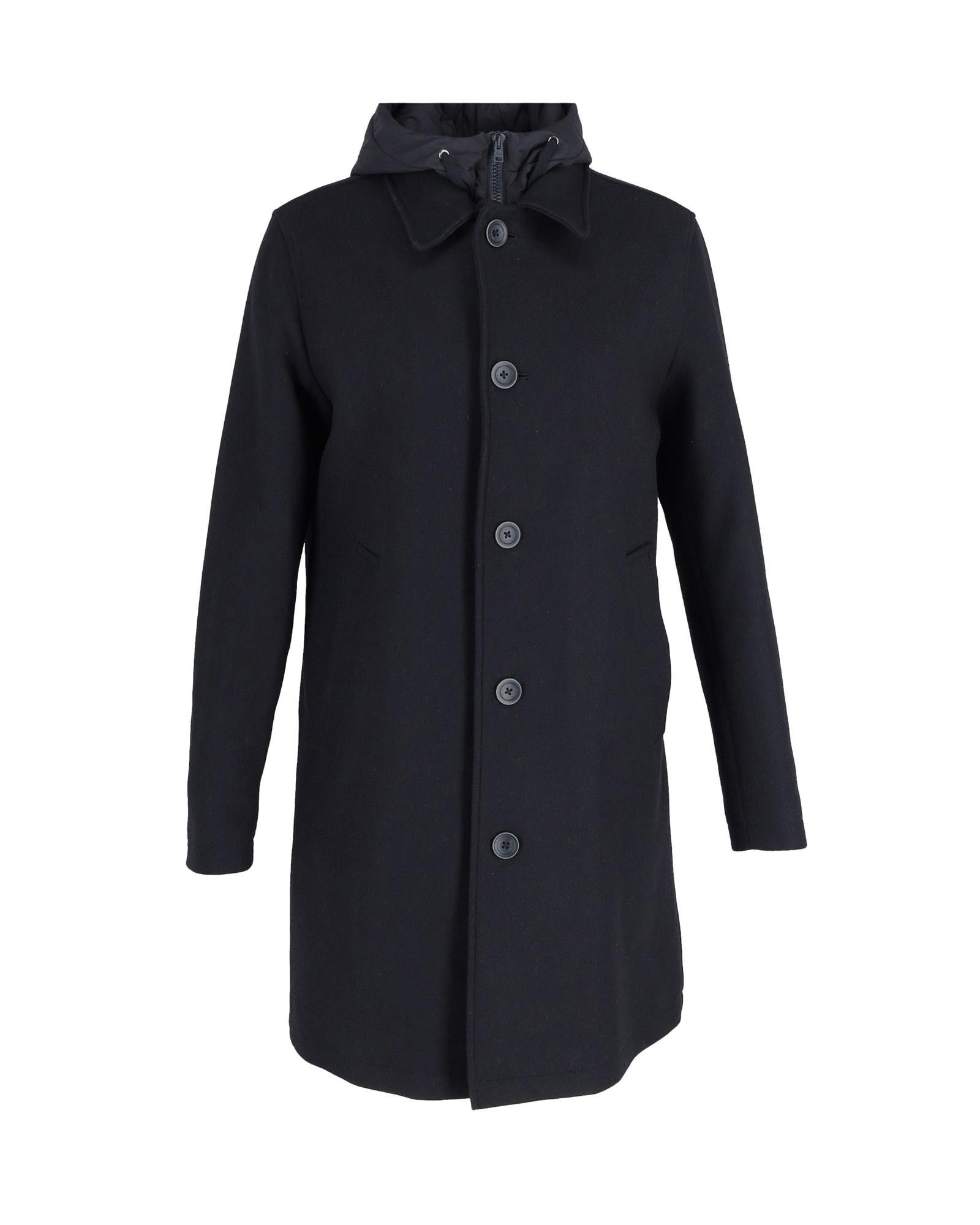 image of Wool Car Coat With Detachable Hooded Gilet In Black By Herno, Women's (Size XL)