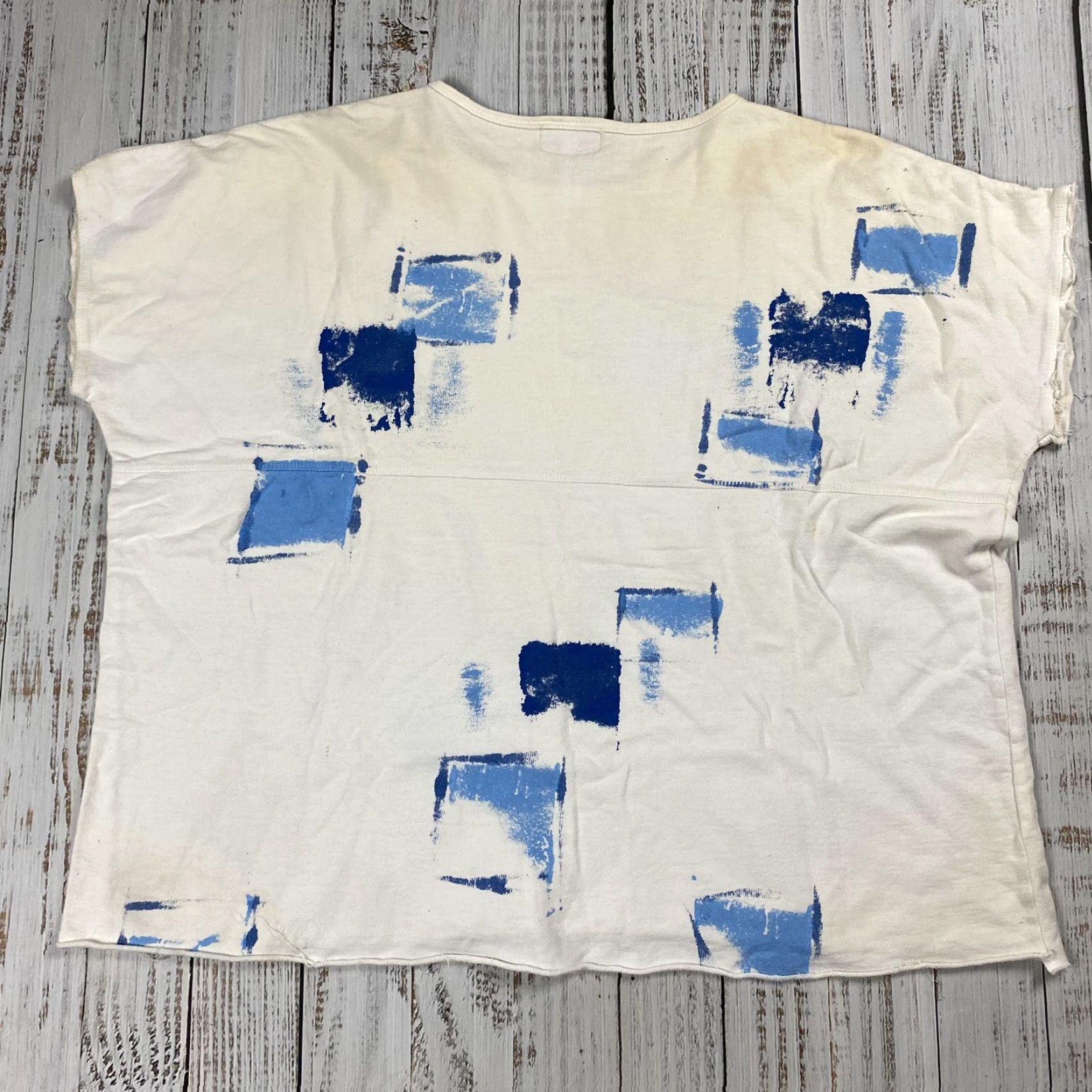 Vintage VTG 80S 90S CUTOFF SLEEVELESS WHITE PAINT ARTISTS SHIRT USA BOXY NOT FRENCH Size L / US 10 / IT 46 - 5 Thumbnail
