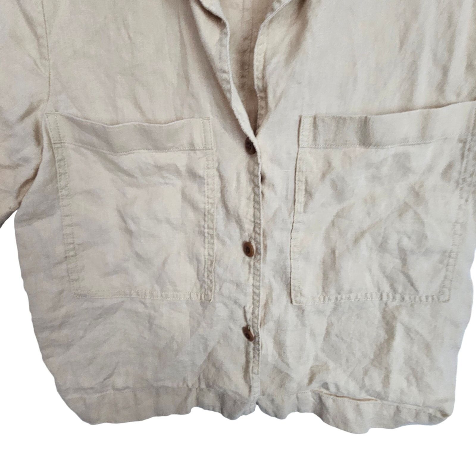 Everlane Everlane Crop Top Button Front Shirt Linen Tunic Top Women S Size S / US 4 / IT 40 - 3 Thumbnail