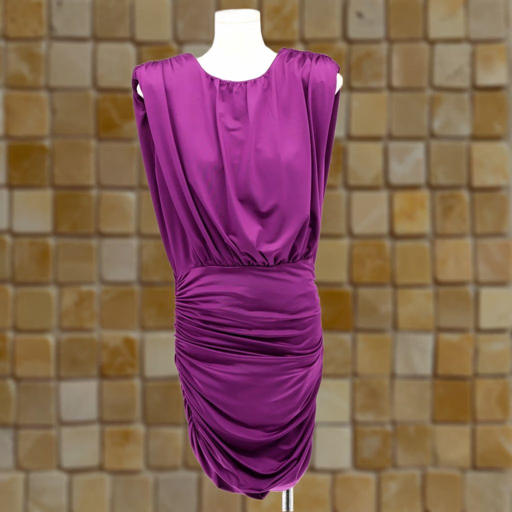 Veronica Beard VERONICA BEARD Dress Mini Ruched Sleeveless Satin Purple 2 NEW Size XS / US 0-2 / IT 36-38 - 1 Thumbnail