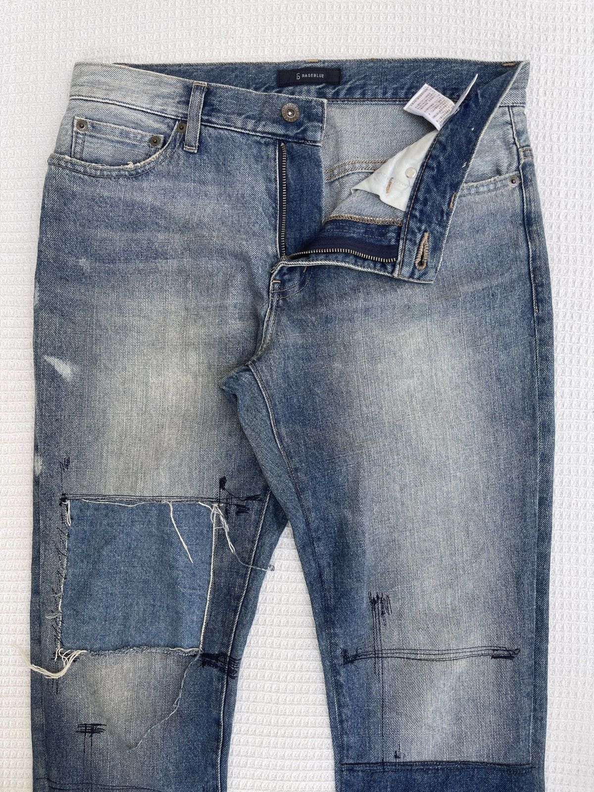 Japanese Brand Rare🔥Japanese Designer 6 Rage Blue Patchwork Jeans Size US 31 - 6 Thumbnail