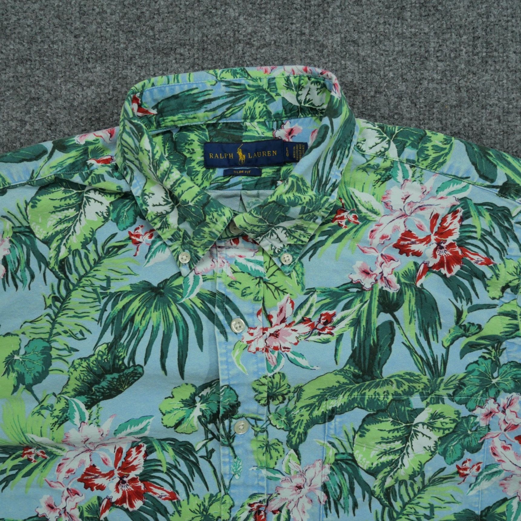 Ralph Lauren Ralph Lauren Shirt Mens Large Green Blue Hawaiian Floral Button Up Slim Fit Size US L / EU 52-54 / 3 - 2 Thumbnail