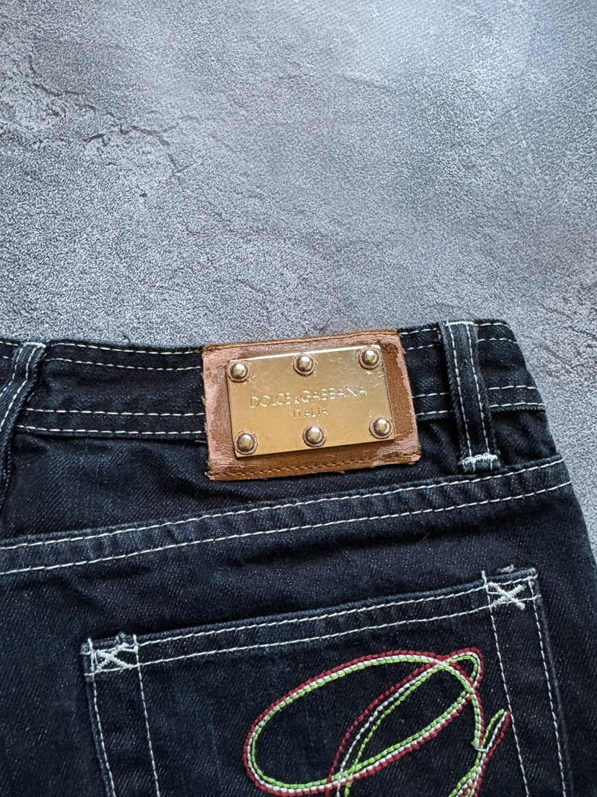 Dolce & Gabbana Vintage 00s Dolce&Gabbana Y2K DG Big Logo Embroidered Jeans Size 29" - 5 Thumbnail
