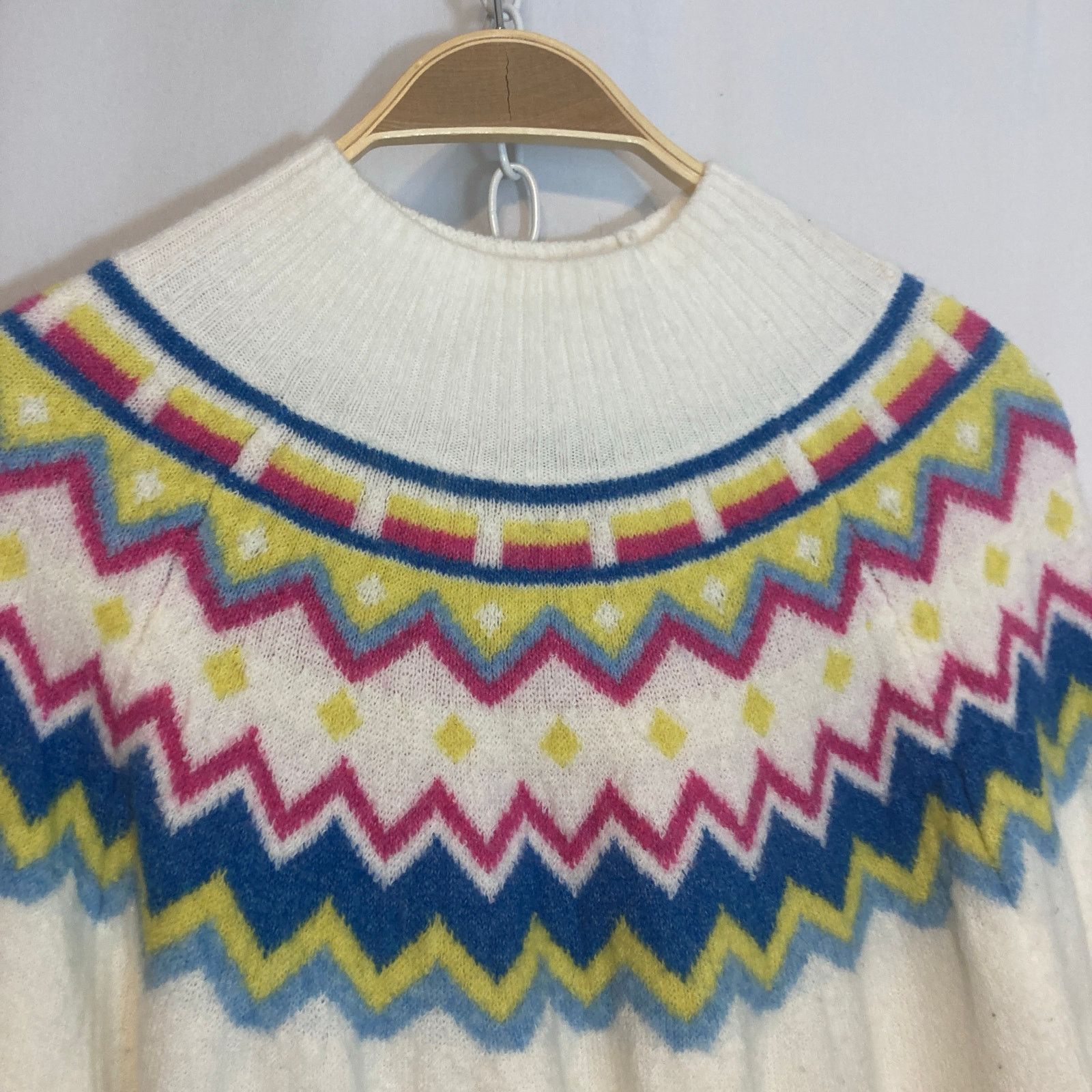 Vince Camuto Vince Camuto Ivory Fair Isle Cozy Winter Knit Sweater Size M / US 6-8 / IT 42-44 - 3 Thumbnail