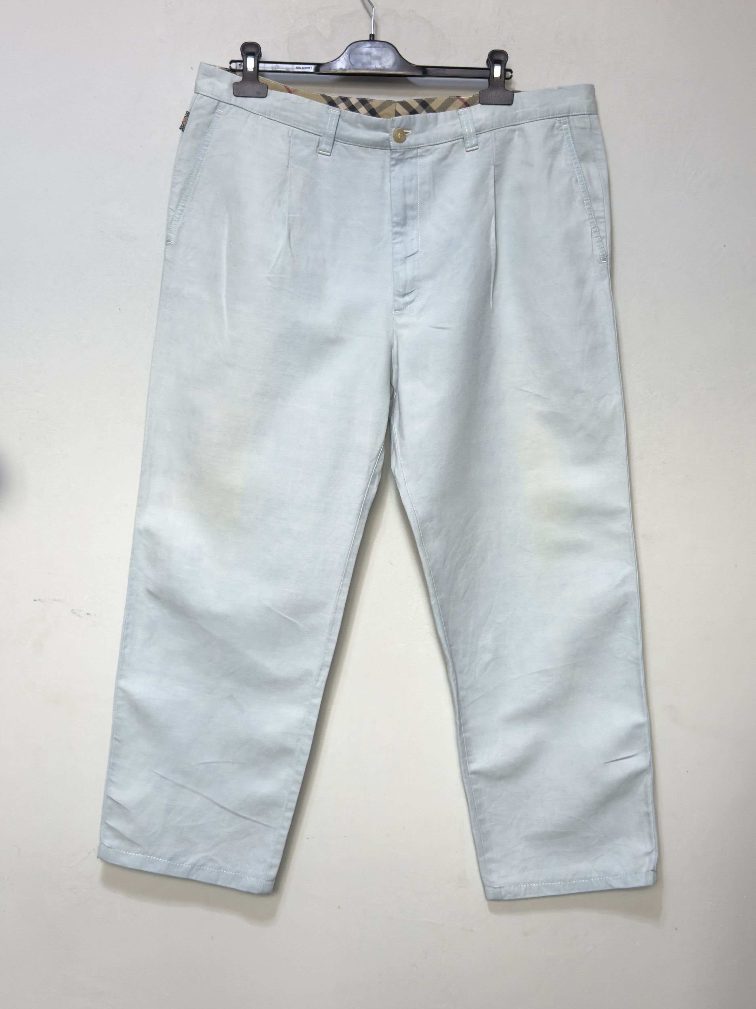 Burberry 🔥Babyblue Burberry light pants cotton and linen size 36 Size US 36 / EU 52 - 2 Thumbnail