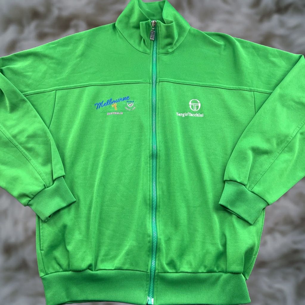 Sergio Tacchini VINTAGE Sergio Tacchini Tennis Jacket 48 Australia Club Green Full Zip Mens Jacket Size US M / EU 48-50 / 2 - 1 Thumbnail