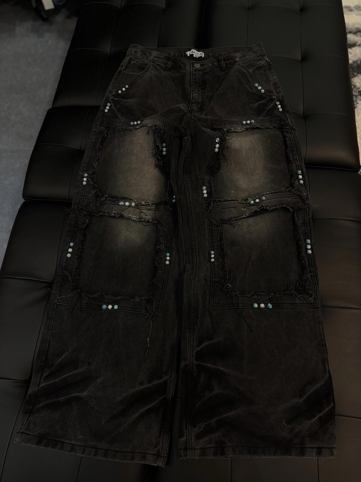 Vale Valley Baggy Denim Black Jeans Size 34 (NEW) Pants Crystal Size US 34 / EU 50 - 2 Thumbnail