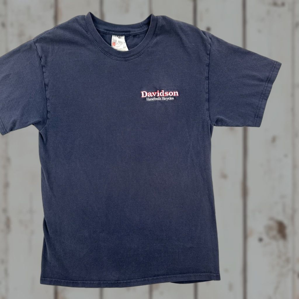 Hanes VINTAGE Hanes Beefy-T T-Shirt Blue Embroidered Davidson Handbuilt Bicycles Men Medium Size US M / EU 48-50 / 2 - 1 Thumbnail