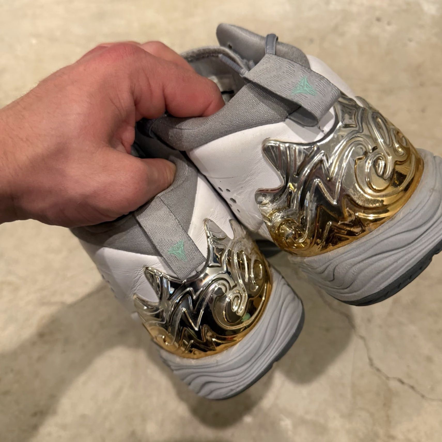 Jordan Brand Air Jordan Melo M10 White Wolf Grey Green Glow Size 10.5 Sneakers 629876-105 Mens Basketball Shoes Size US 10 / EU 43 - 7 Thumbnail