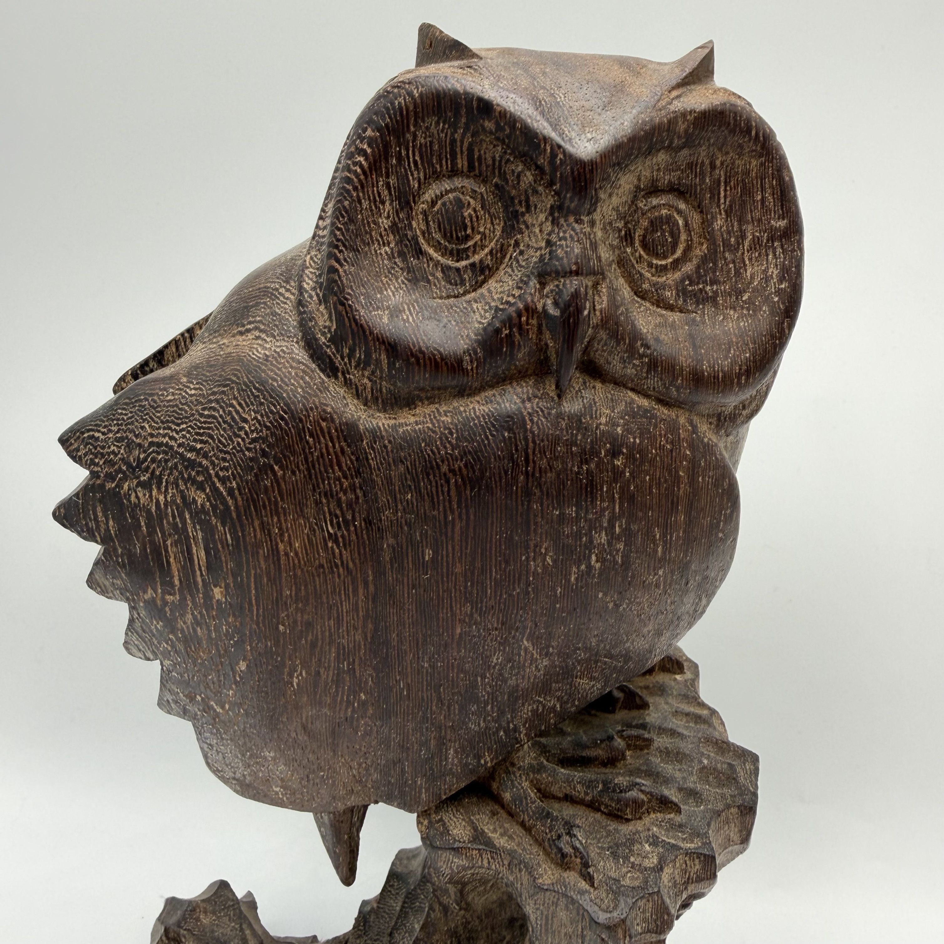Vintage Vintage Hand Carved Wooden Owl Figurine Folk Art 27cm Size ONE SIZE - 3 Thumbnail