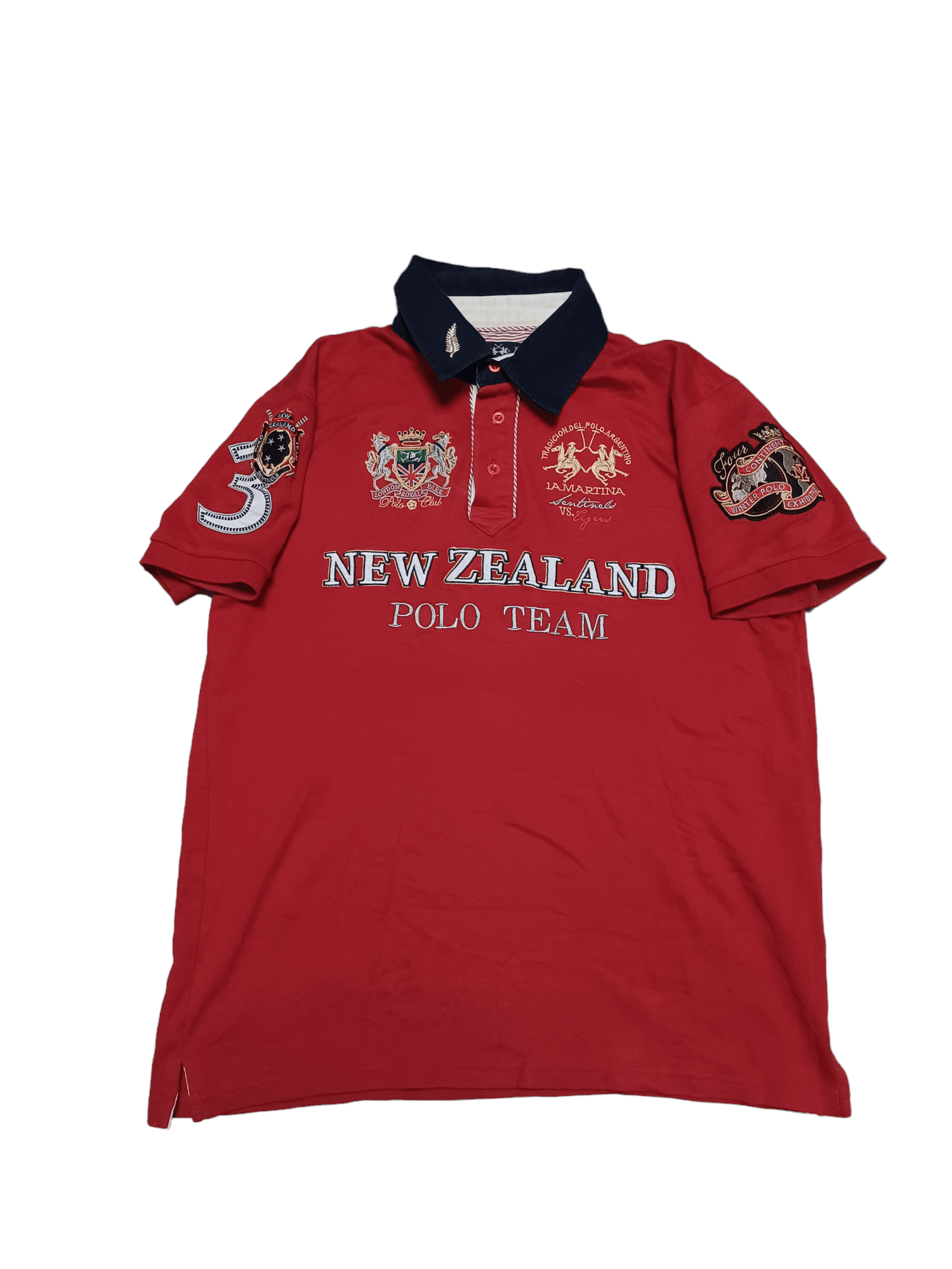 Pre-owned La Martina New Zealand Polo Team Biglogo Fantastic Tee In Red