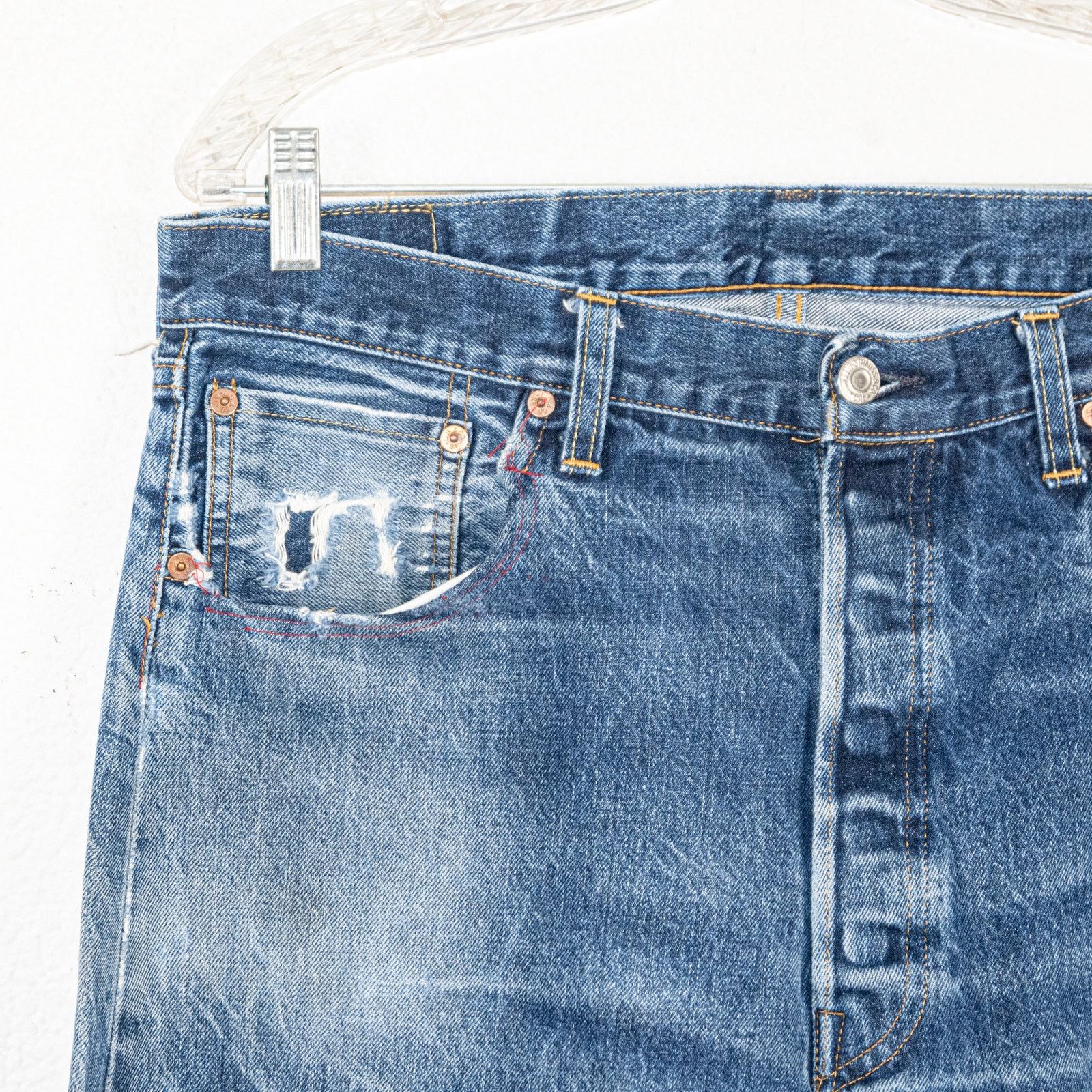 Levi's Vintage 90s Levi's 501XX 555 Valencia Selvedge Jeans Size US 34 / EU 50 - 4 Thumbnail