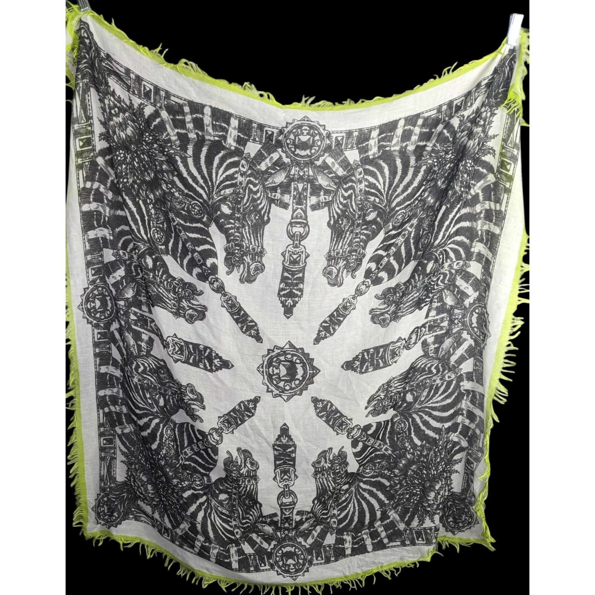 Other Echo Zebra Contrast Fringe Square Scarf Size ONE SIZE - 1 Thumbnail