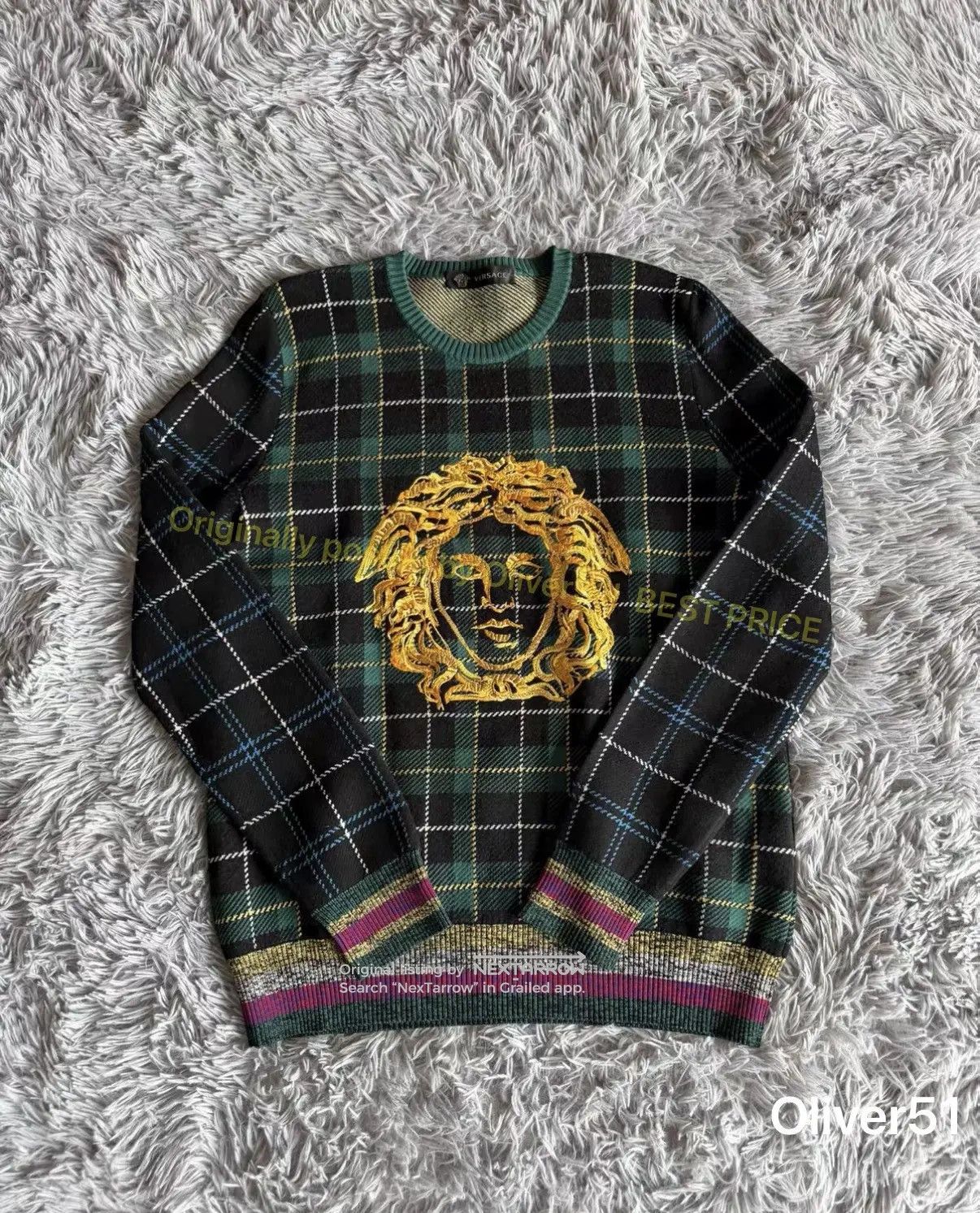 Versace Versace Mainline Medusa Check Sweater JJJJ13/2609 Size US L / EU 52-54 / 3 - 1 Thumbnail
