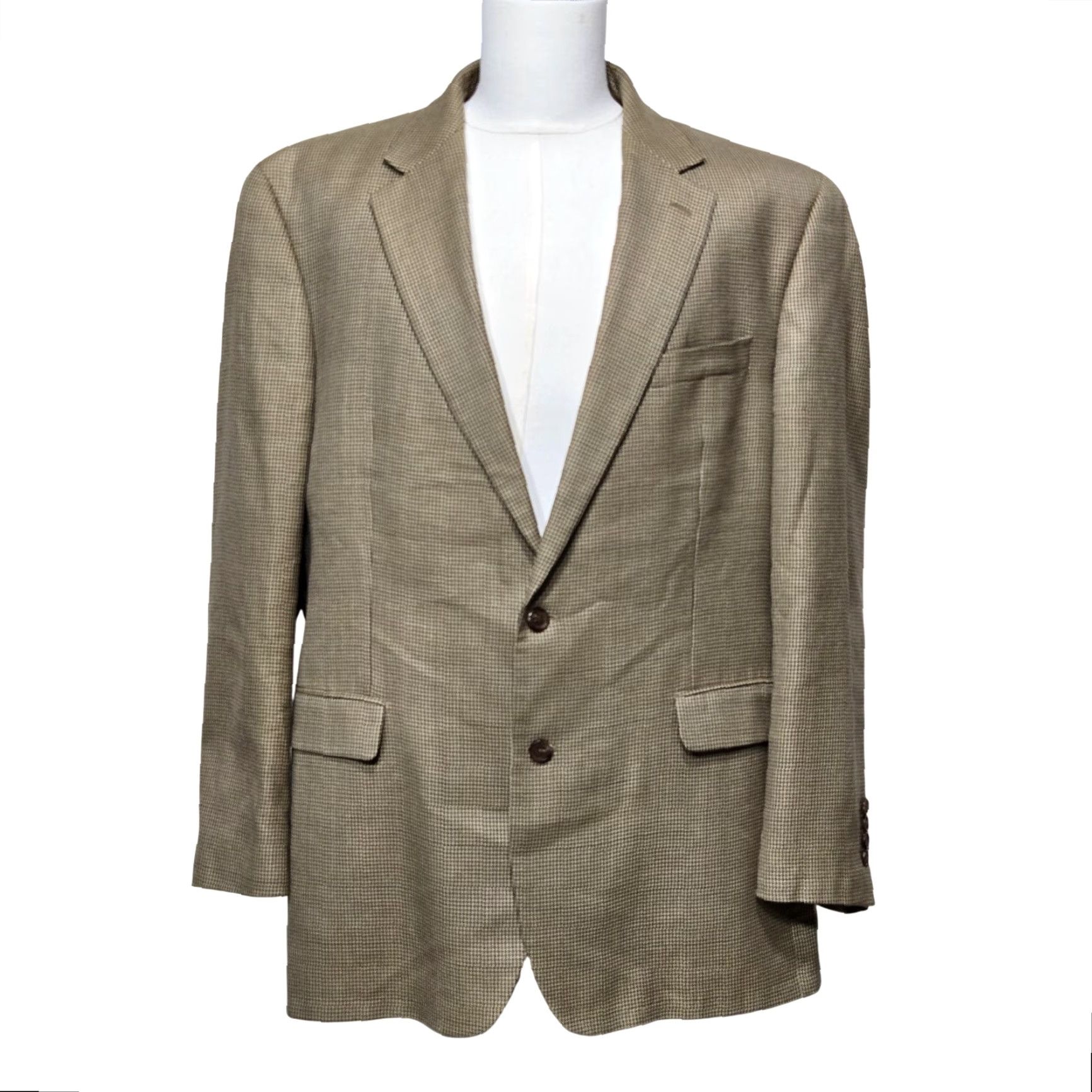 Ralph Lauren Ralph Lauren Blazer Mens 46 Long Tan Houndstooth Silk Wool Sport Coat Dillard's Size 46R - 2 Thumbnail