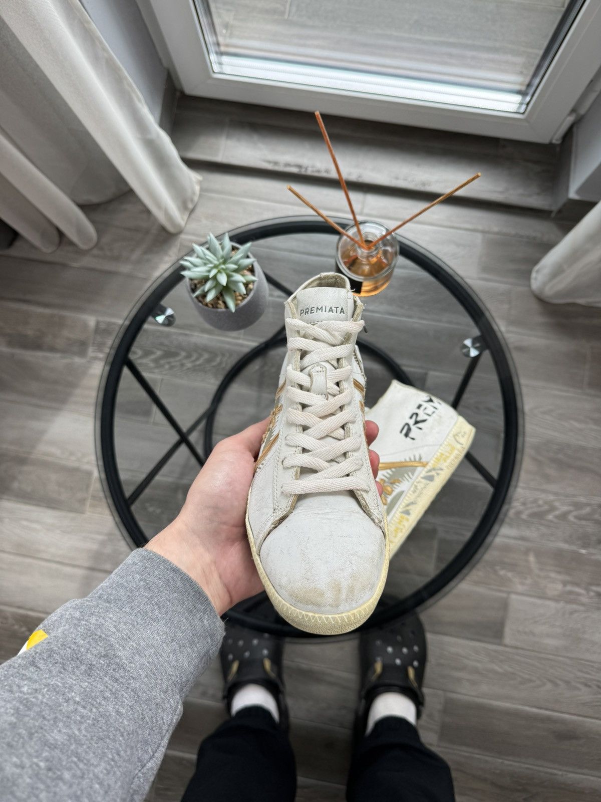 Premiata Premiata Hi-Top Sneakers White Gold Hype Size US 6.5 / IT 36.5 - 4 Thumbnail