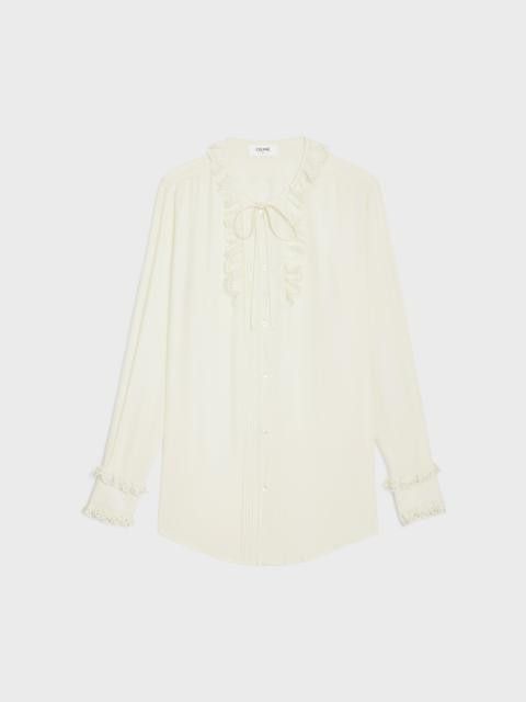 Celine o1w1db10125 2C06A008D Romy Crepe Shirt in Off White Size XS / US 0-2 / IT 36-38 - 1 Thumbnail