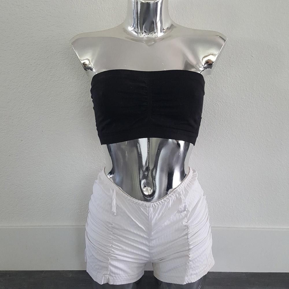 Designer White Ruched Brazilian Lime Short Size 30" / US 8 / IT 44 - 1 Thumbnail