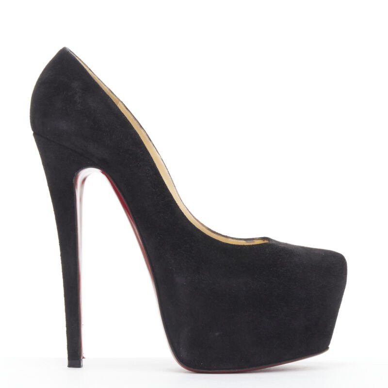 Christian Louboutin CHRISTIAN LOUBOUTIN Daffodile 160 black suede almond toe platform pump EU38 Size US 8 / IT 38 - 1 Thumbnail