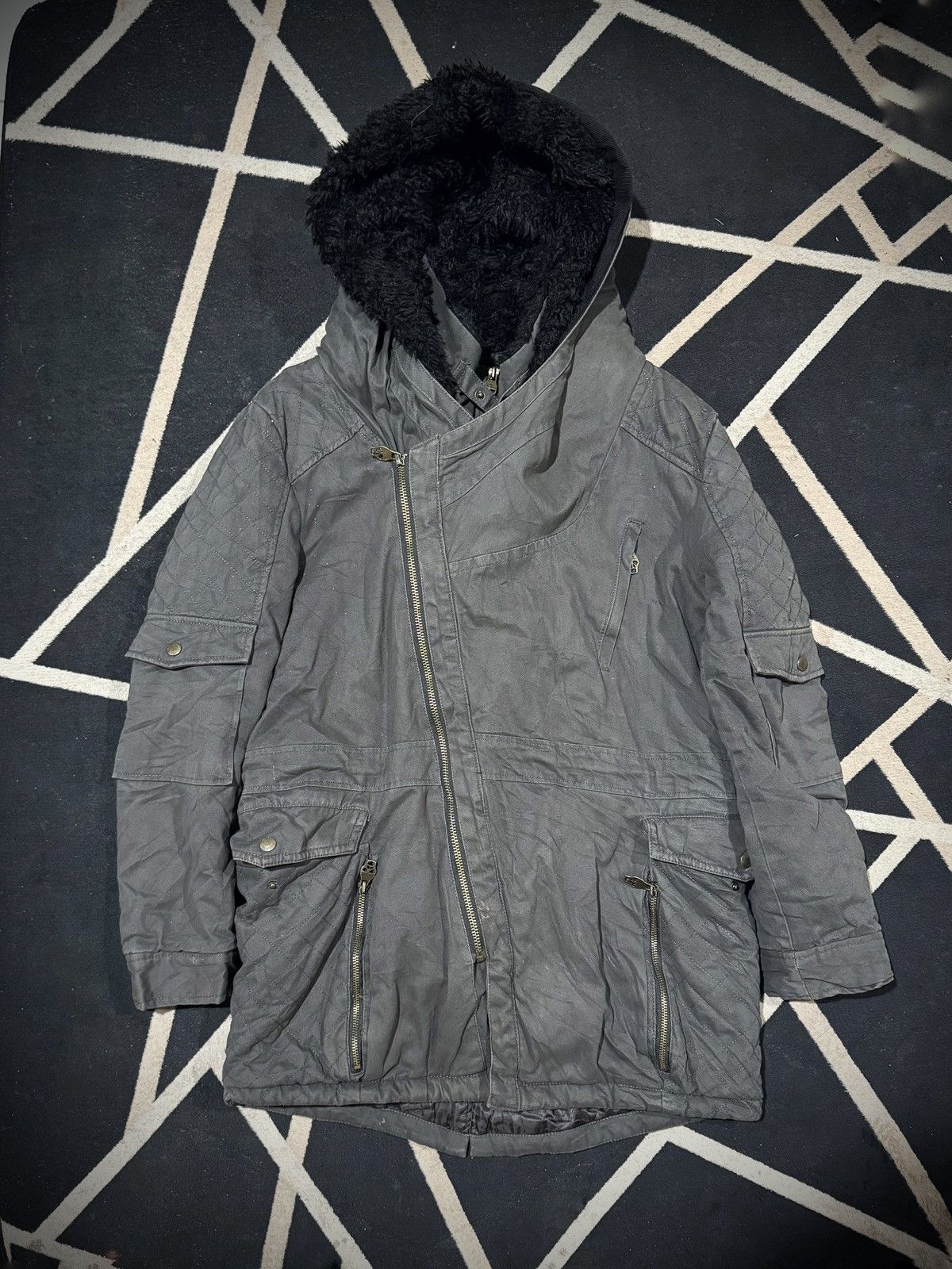 GOA Double Layers Asymmetrical Fur Jacket Codes Combine Lgb Size US L / EU 52-54 / 3 - 2 Thumbnail