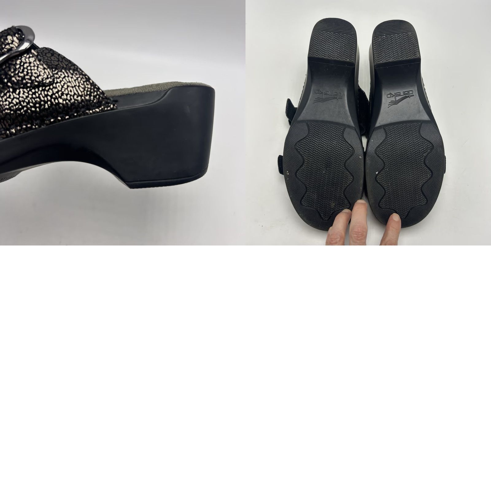 Dansko Dansko Sandals Womens 10.5 Sophie Two Strap Metallic Python Print Wedge Read Size US 11 / IT 41 - 8 Thumbnail