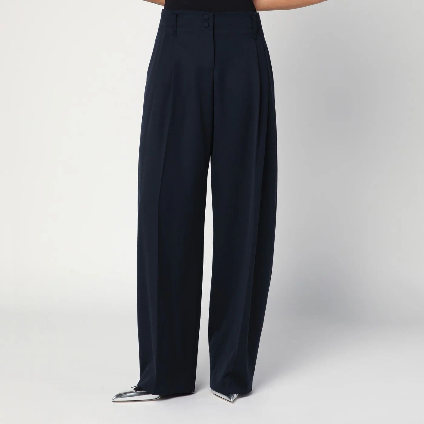 Alexander McQueen o1d2blof0426 Wool Trousers in Navy Blue Size 28" / US 6 / IT 42 - 1 Thumbnail