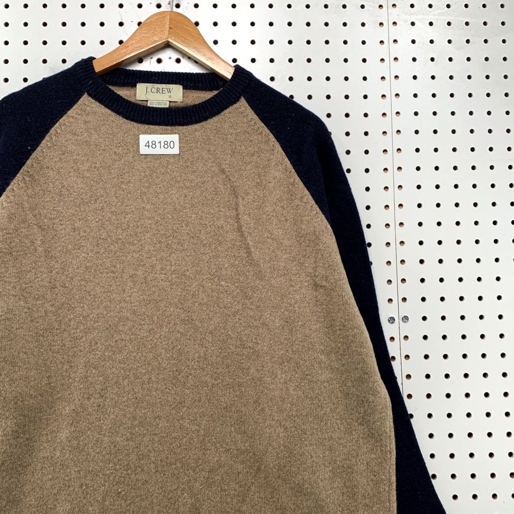 J.Crew VINTAGE J.CREW WOOL SWEATER Mens XL Blue Tan 100% Lambswool Preppy Pullover Crew Neck Long Sleeve Striped? No, Pattern: Solid Size US XL / EU 56 / 4 - 7 Thumbnail