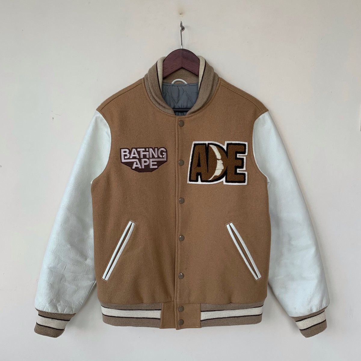 image of 2011 Bape Classics 2Nd Edition Leather Varsity Jacket in Brown, Men's (Size Medium)