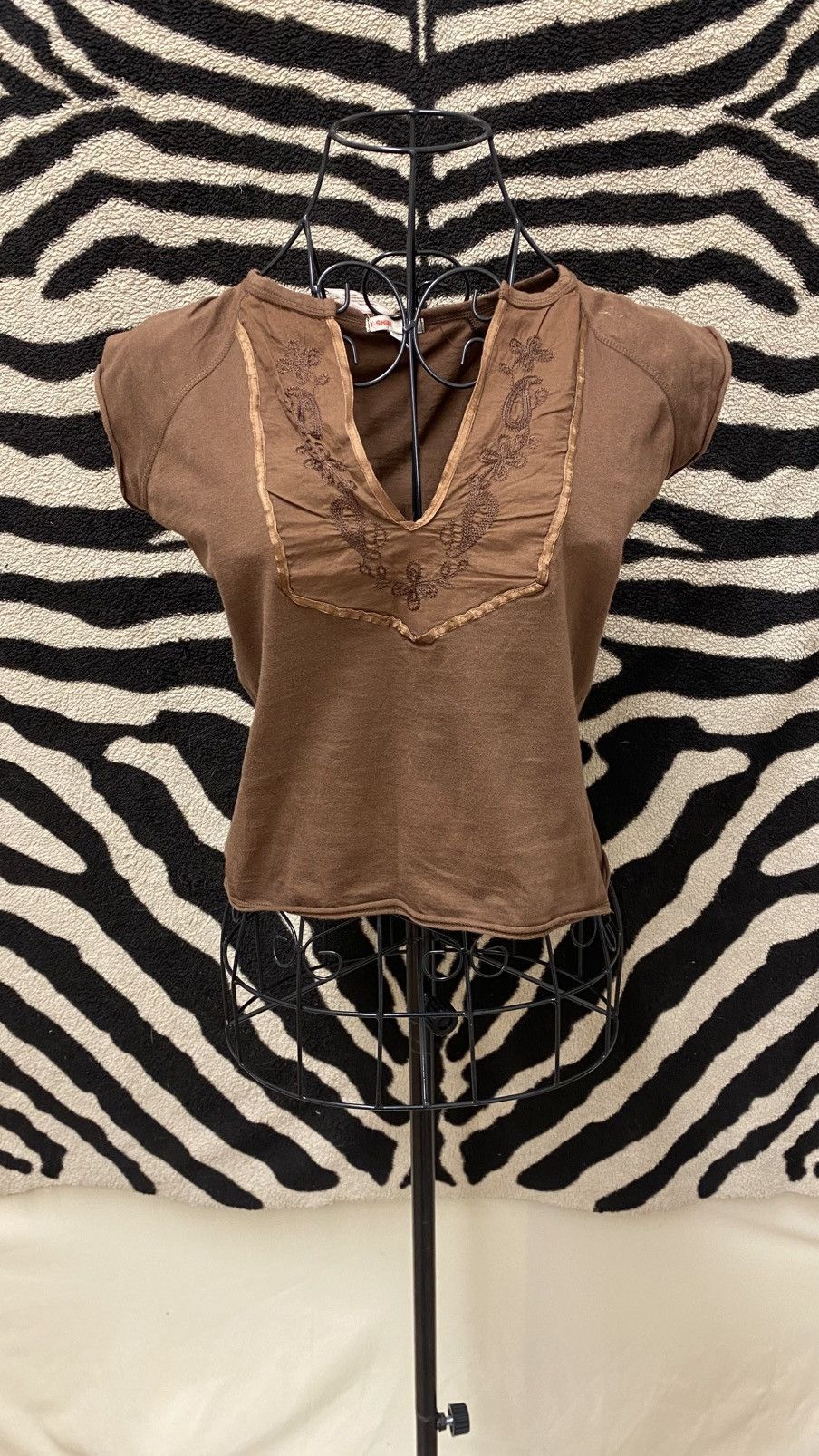 Vintage Vintage dark brown cotton t-shirt Size S / US 4 / IT 40 - 3 Thumbnail