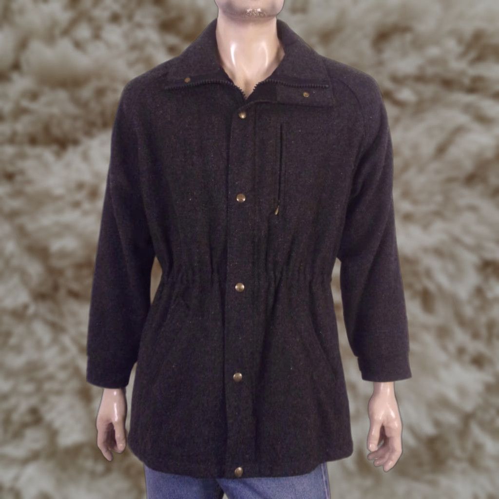 VINTAGE Lands' End Coat Charcoal Wool Driving SZ MEN'S M Coat