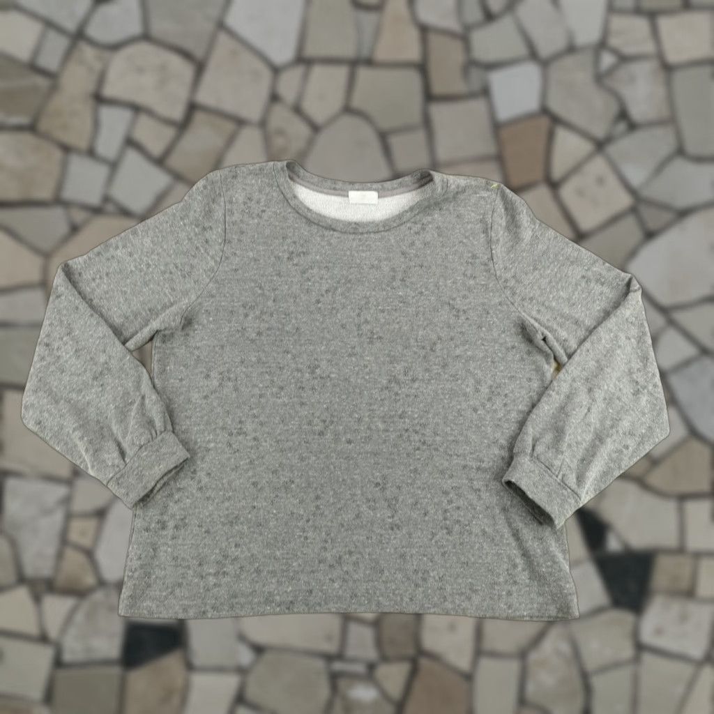 Anthropologie T.La Sweater Women Large Gray Pullover Crewneck Boho Terry Cloth Knit Size L / US 10 / IT 46 - 1 Thumbnail