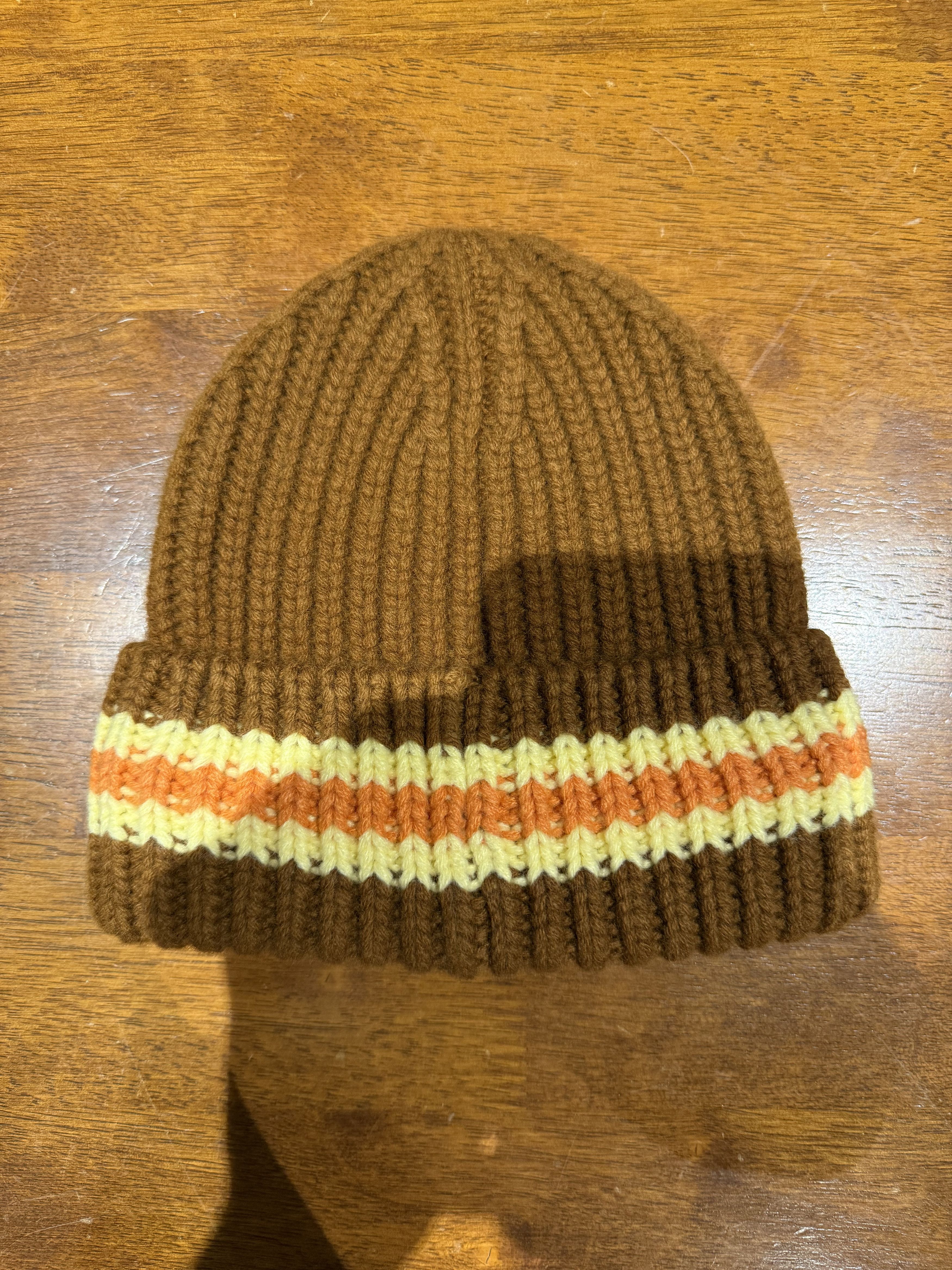 Bare Knuckles 💚 Bare Knuckles Striped 100% Wool Beanie Brown NEW Size ONE SIZE - 4 Thumbnail