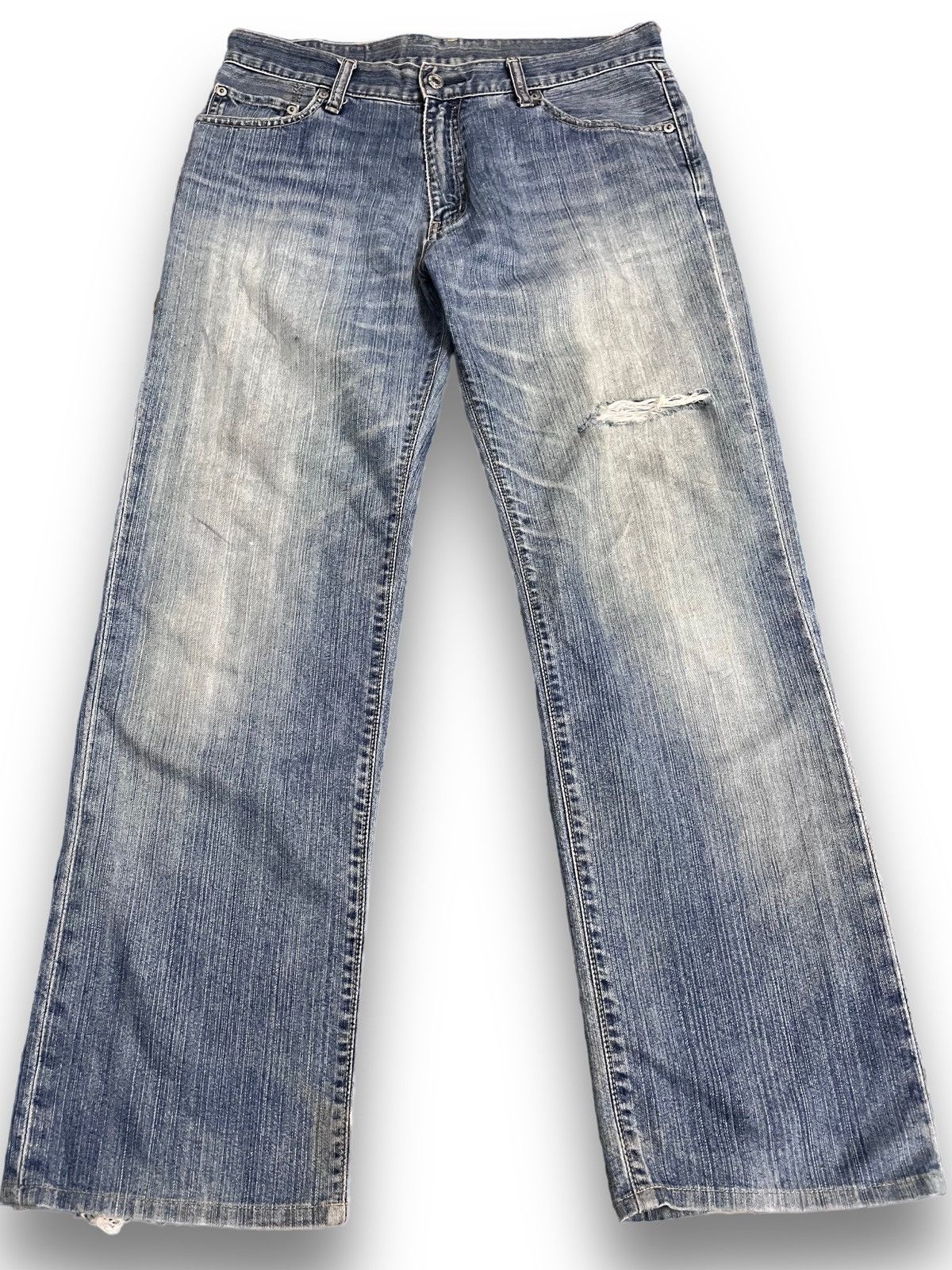 Jun Takahashi Vintage 90’s Uniqlo Baggy Distressed Style Denim Size US 33 - 1 Thumbnail
