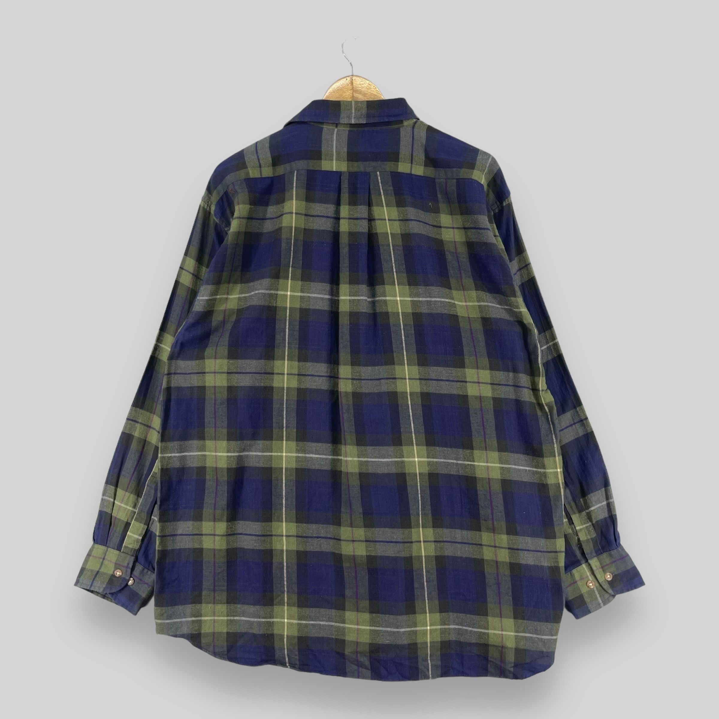 Flannel × Japanese Brand × Vintage Vintage Plaid Tartan Blue/Green Checkered Flannel Shirt Size US XL / EU 56 / 4 - 7 Thumbnail