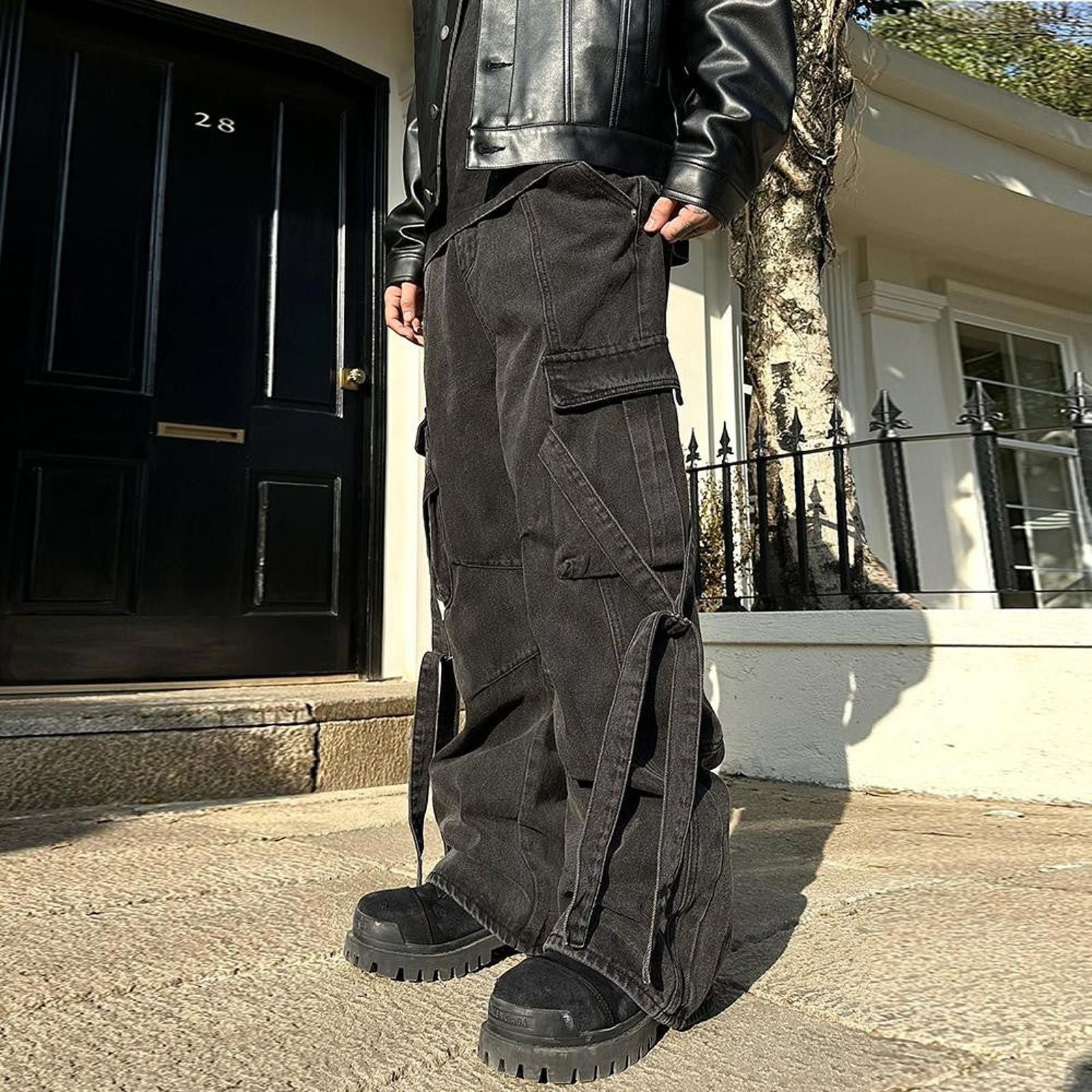 Other Deconstructed Parachute Work Pants – Tie-Up, Wide Leg Fit Size US 33 - 4 Thumbnail