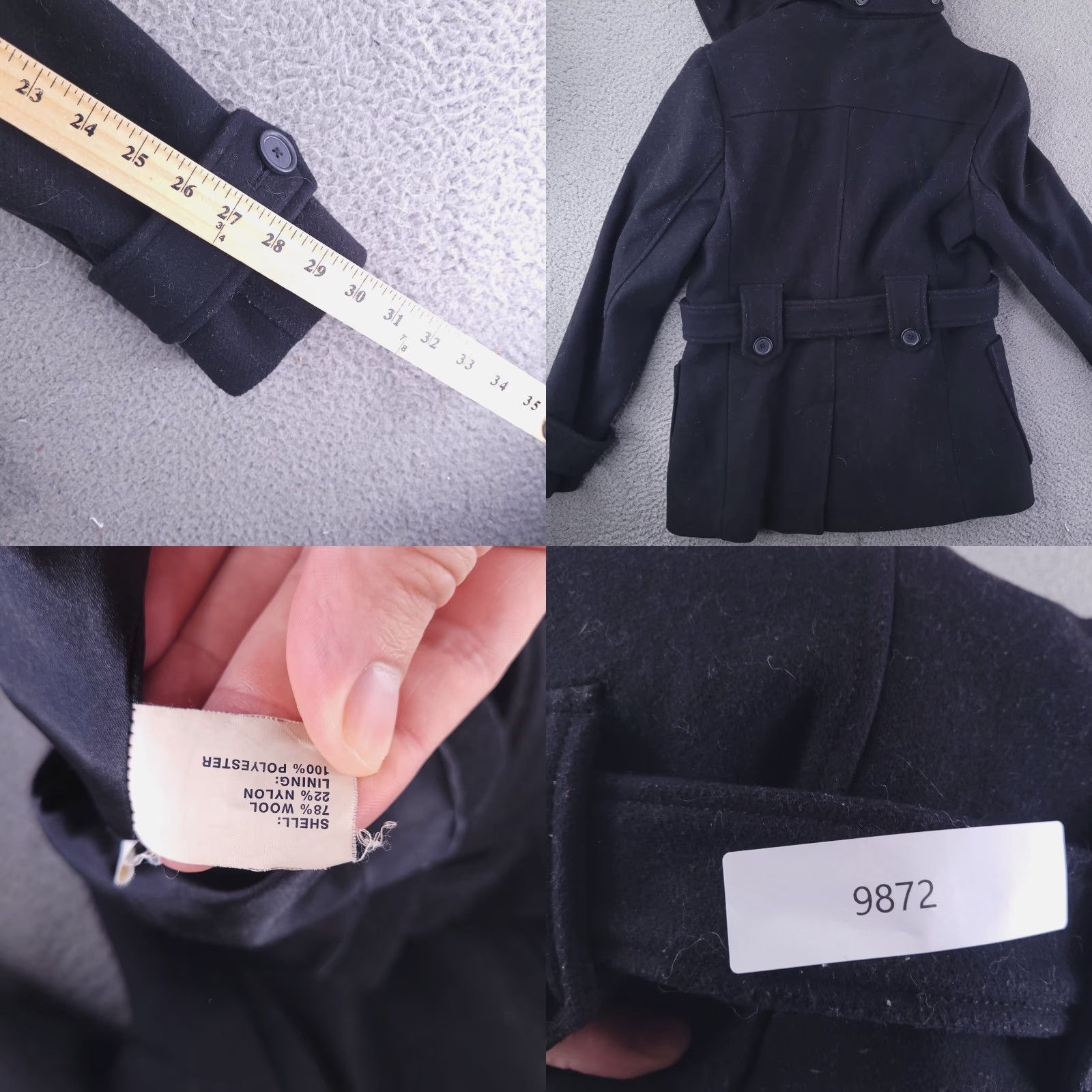 Gap Gap Coat Womens Small Wool Black Hood Overcoat pea Coat - Overcoat - Hooded - Wool - Black - Gap - Womens - Small - Coat Size S / US 4 / IT 40 - 9 Thumbnail