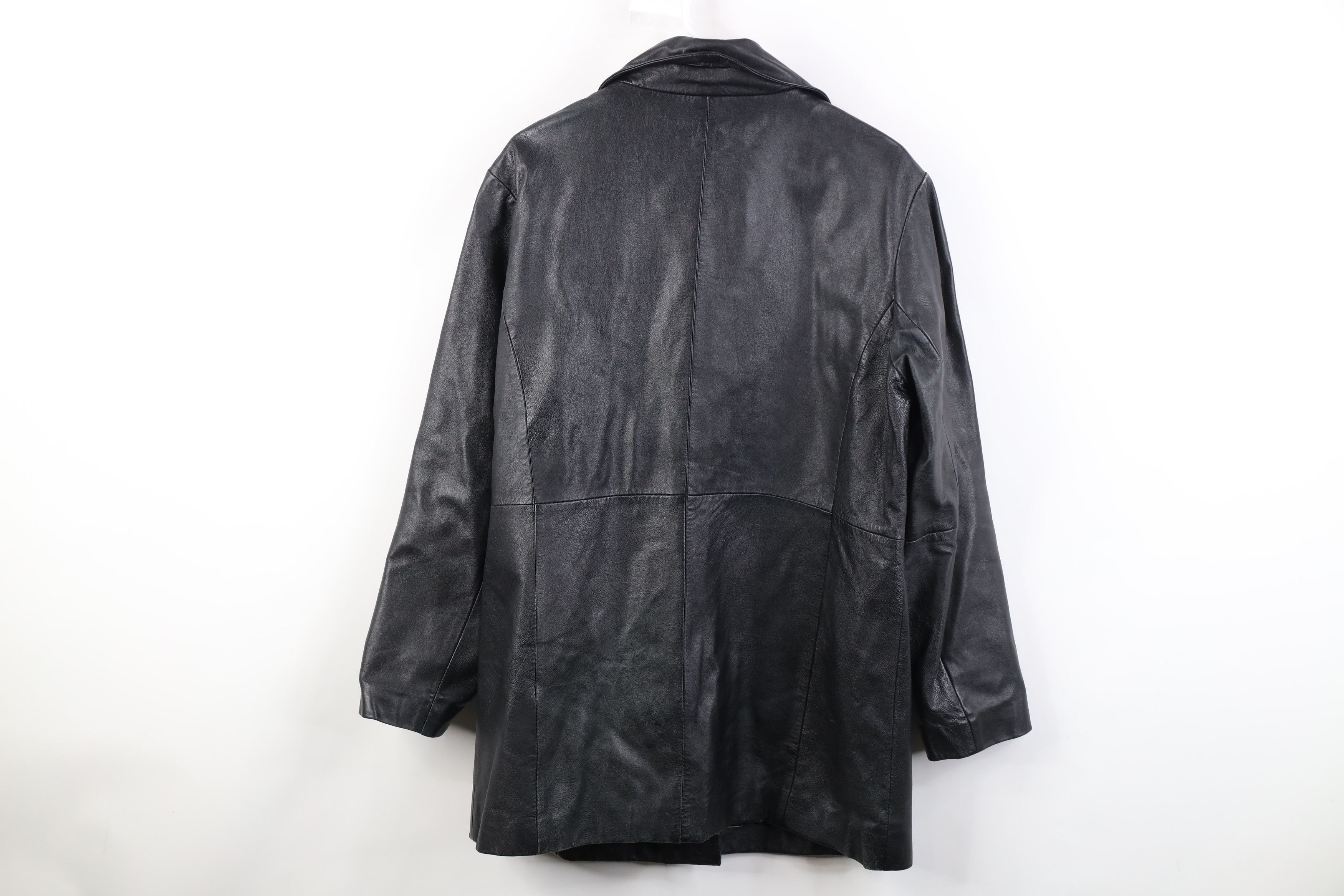 Vintage Vintage 90s Streetwear Leather Button Jacket Coat Black Size L / US 10 / IT 46 - 13 Thumbnail