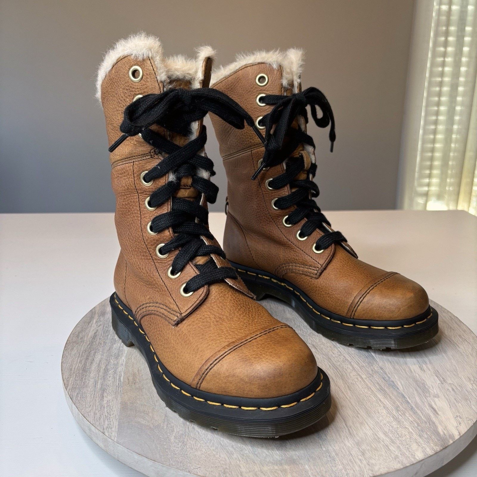 Dr. Martens Dr. Martens Women's Aimilita Grizzly Leather Boots US Size 7 Size US 7 / IT 37 - 2 Thumbnail