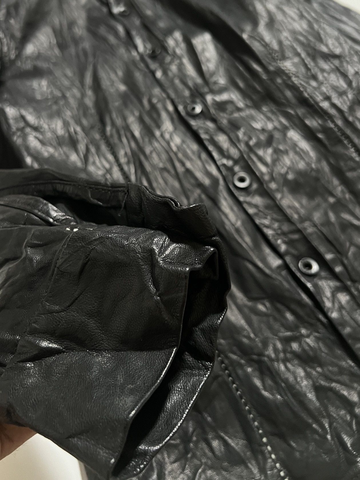 Japanese Brand ONE GRAVITY Black Goatskin Shirt Jacket White Stitching Size US S / EU 44-46 / 1 - 5 Thumbnail