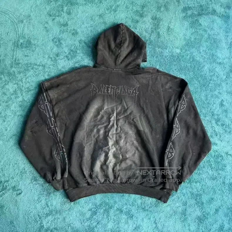 Balenciaga Balenciaga Black Distressed Eiffel Tower Hoodie Black Size US M / EU 48-50 / 2 - 2 Thumbnail