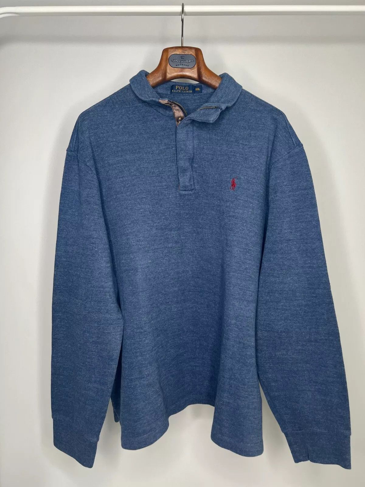 Polo Ralph Lauren Polo Ralph Lauren 1/4 Zip Blue Sweater Men's Pony Red XXL Size US XXL / EU 58 / 5 - 1 Thumbnail