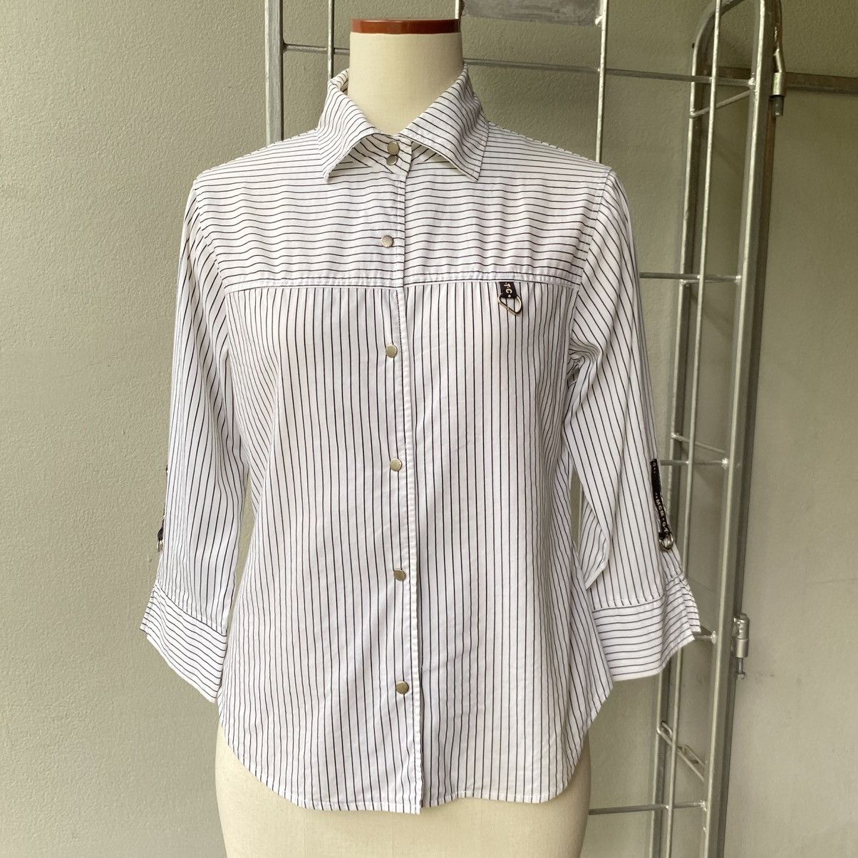 MCM MCM White Black Stripe Shirt Size M / US 6-8 / IT 42-44 - 14 Thumbnail