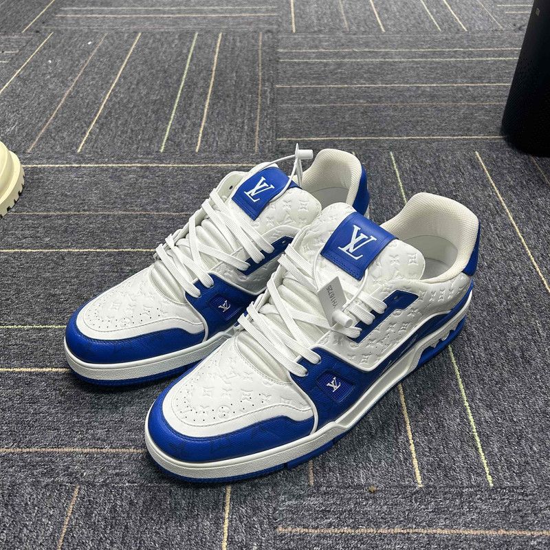 Louis Vuitton Louis Vuitton Blue and White Low-Top Trainers 0079 Size US 11 / EU 44 - 1 Thumbnail