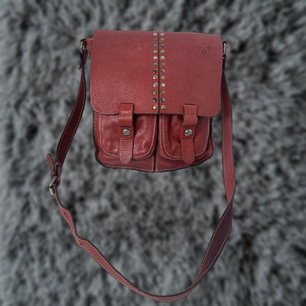 Patricia Nash Armeno Large Red Leather Saddle Crossbody Bag Bohemian Womens in White